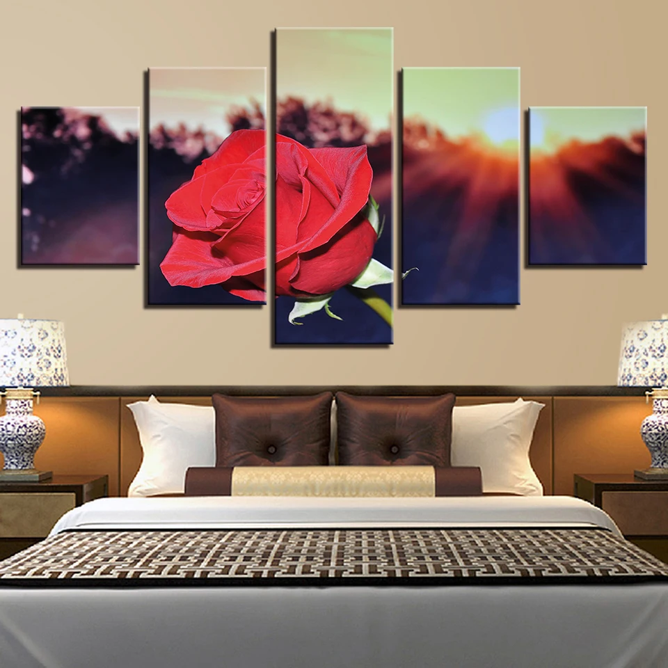 Flower Poster Rose Red Yellow White Purple Blue Pink Black Wall 5 Pictures Living Room color Painting Art Anime Home Decor 59 | Дом и сад