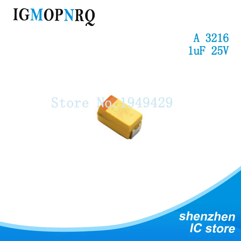 

10pcs A 3216 1uF 25V SMD tantalum capacitor
