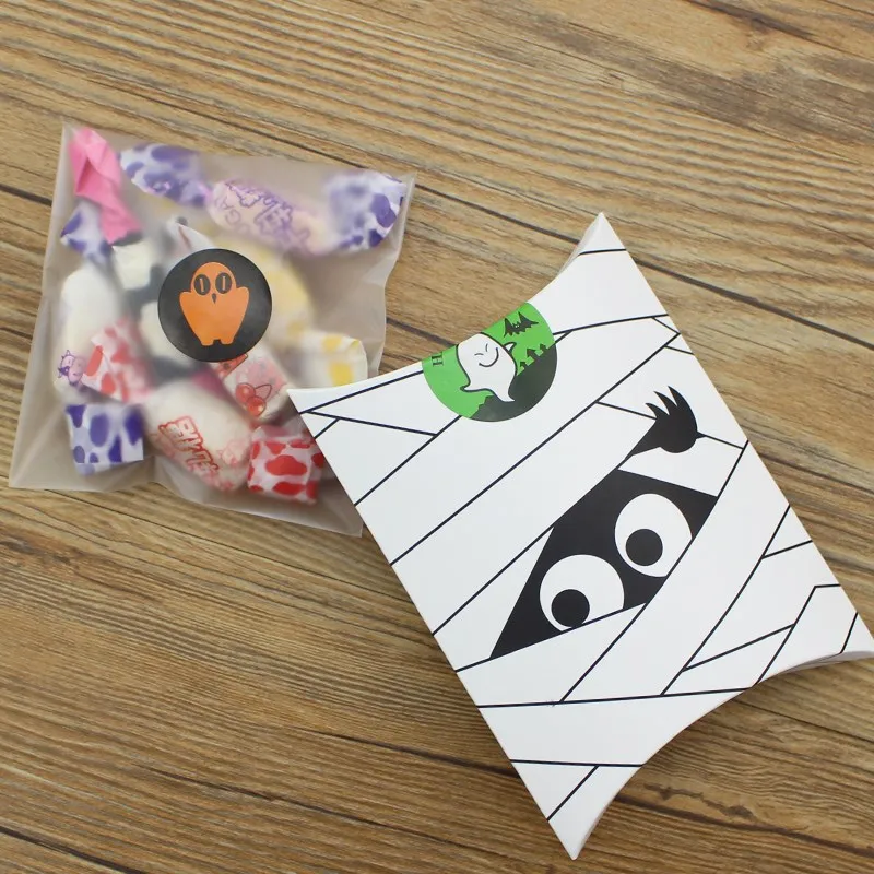 50Pcs Halloween Night Party Decoration Cartoon Mummy Green Monster Vampire Pillow Shape Paper Candy Box Show Kids Birthday | Дом и сад