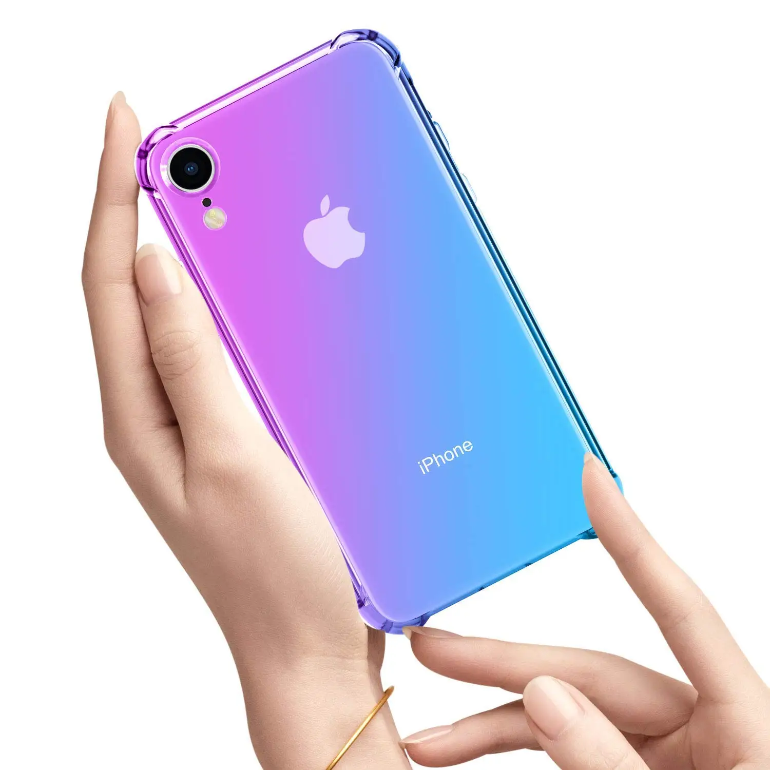 Чехол WEFOR для iPhone XS X 8 прозрачный милый градиентный тонкий с защитой от царапин TPU