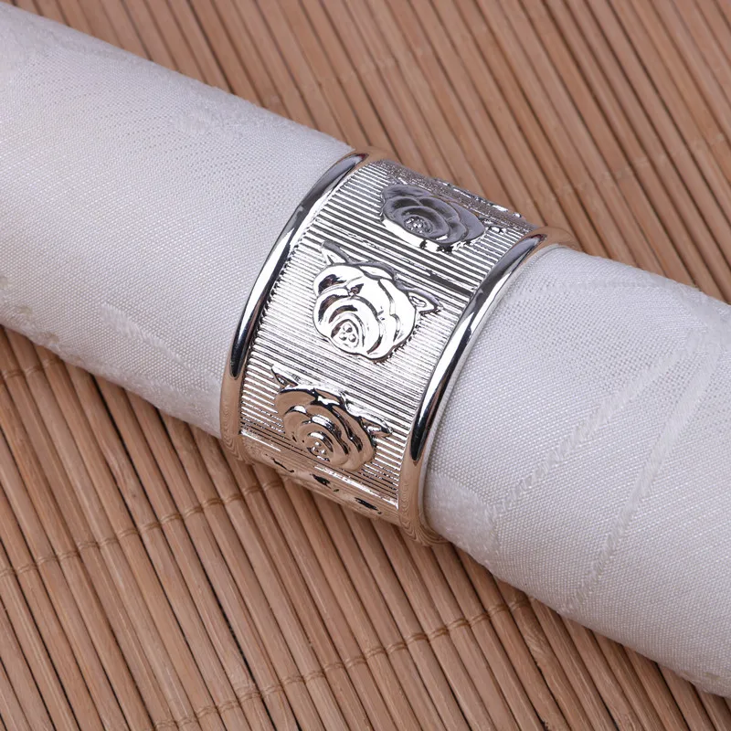 20 шт сплав кольцо для салфеток Роза Пряжка креативные настольные украшения