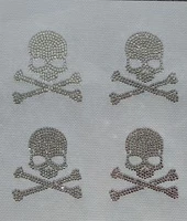 4pclot white clear skull design rhinestones motif hot fix rhinestone transfer motifs iron on rhinestone motifs for hat shirt