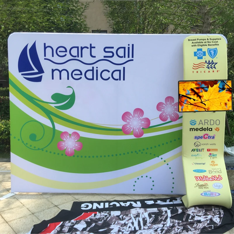 10 футов Натяжной дисплей из ткани выскакивающий баннер с креплением на ТВ-стойку