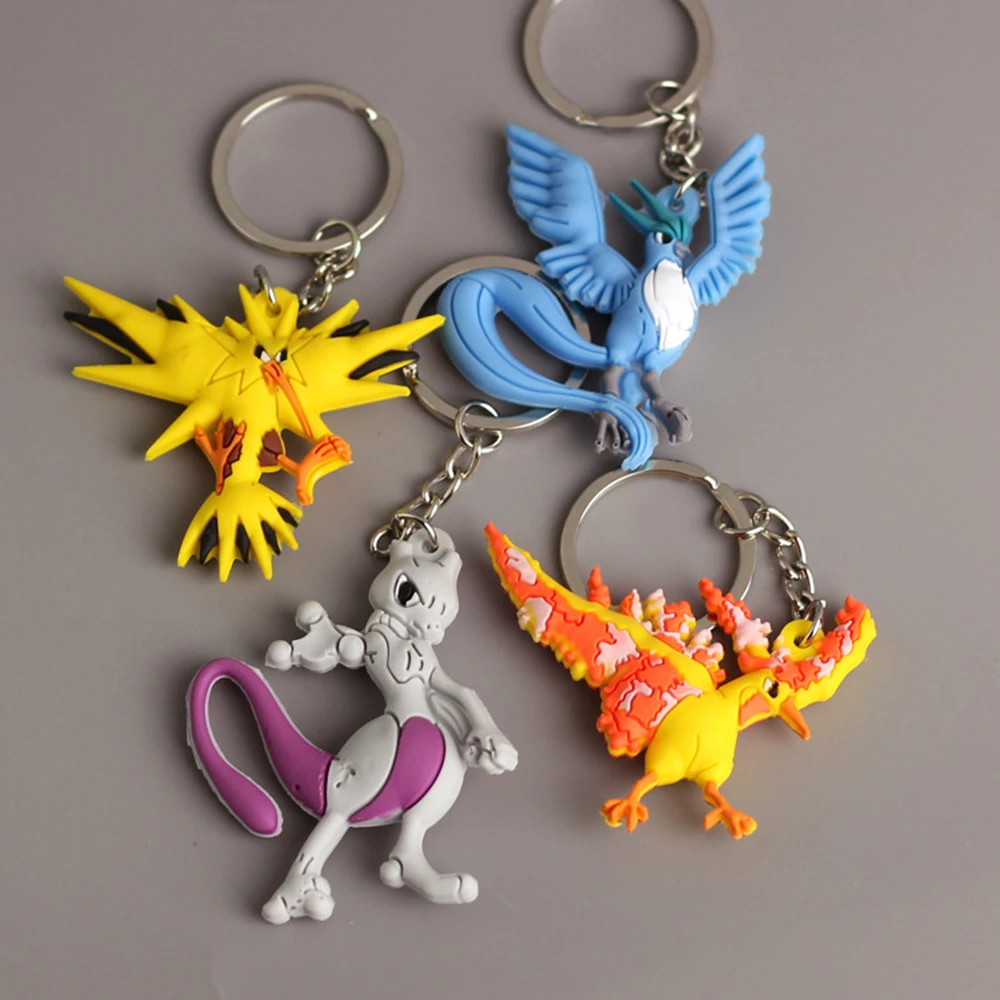 3D мини Charmander Zapdos Mewtwo Moltres Пикачу брелок Карманный Монстры держатель для ключей Покемон го брелок кулон
