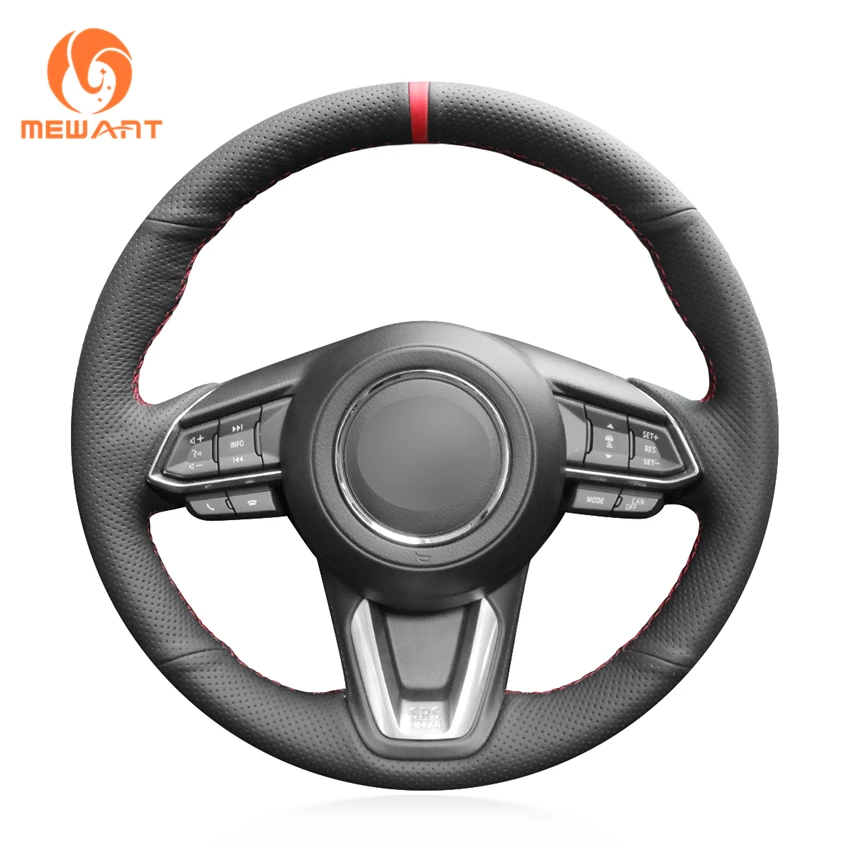 Черный чехол на руль из натуральной кожи для Mazda 3 Axela Mazda 6 Atenza CX-3- CX-5- CX-9 Toyota Yaris
