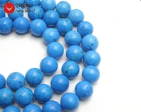 qingmos 14mm round natural blue turquoises gem stone loose beads for jewelry making necklace bracelet diy 15 los262