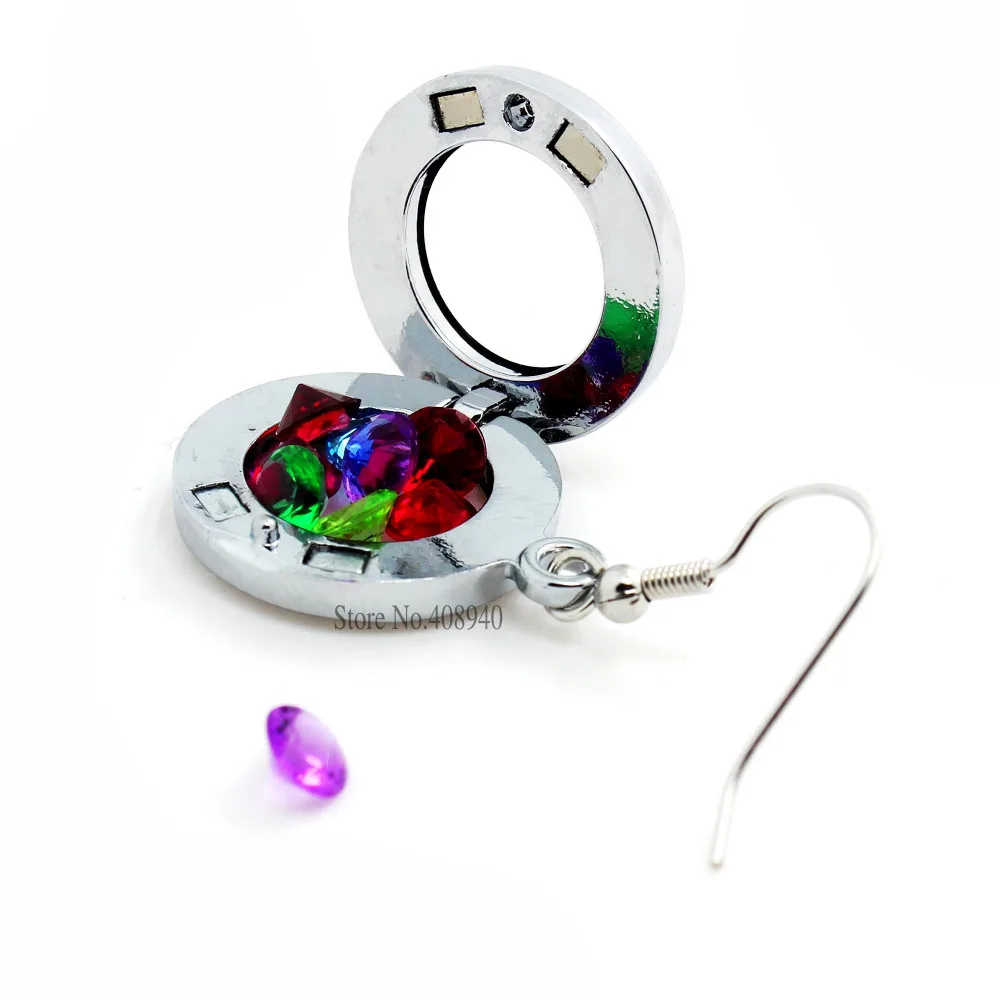 1 пара! Круглые серьги медальон 20 мм стеклянный плавающий из цинкового сплава