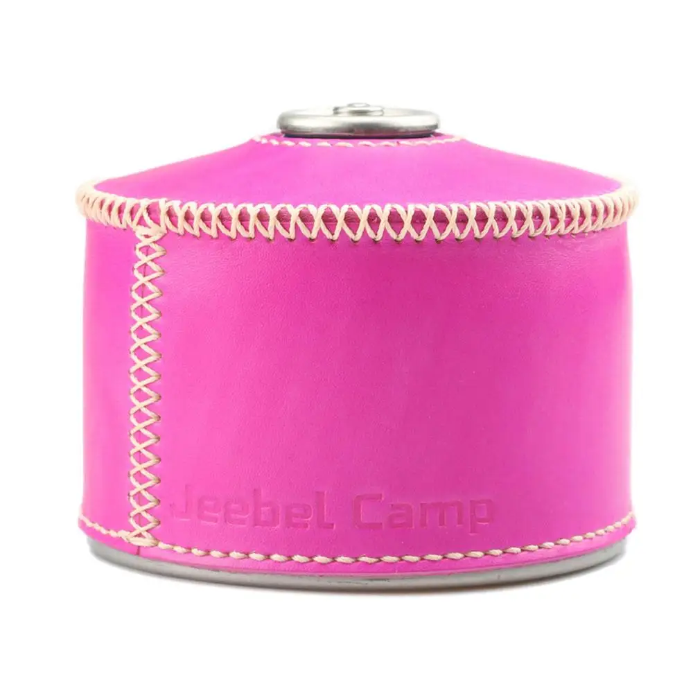 pink for threaded Ручной работы растительный кожаный защитный чехол для бутанель топливных канистр 230 г Кемпинг горелки аэрозоль водонепроницаемый - Цвет: pink for threaded