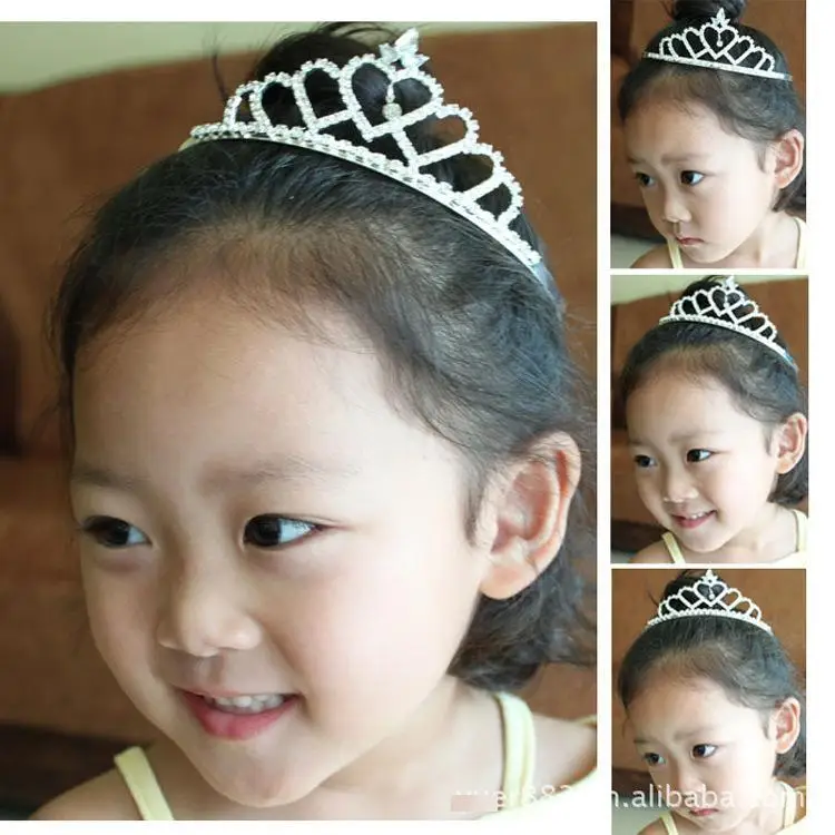

Baroque Luxury Rhinestone Beads Heart Bridal Tiara Crown Silver Crystal Diadem Veil Tiaras Wedding Hair Accessories Headpieces