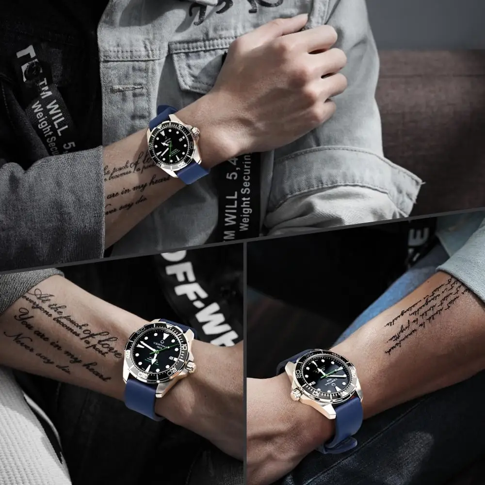 Ремешок MAIKES для часов спортивный резиновый браслет дайвинга Seiko Tudor розово
