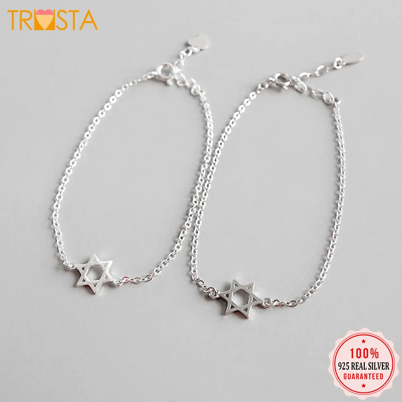 Trustdavis 2019 100% 925 цельный Настоящее серебро пробы шестиконечный Звездный браслет 15