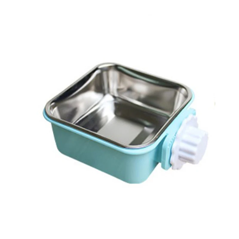 B Pet Bowl Stainless Steel Water Food Feeder Feeding Dog Puppy Cat Hanging Cage Square Bowls Pet Supplies Pet Dog Cat Crate Cage - Цвет: B