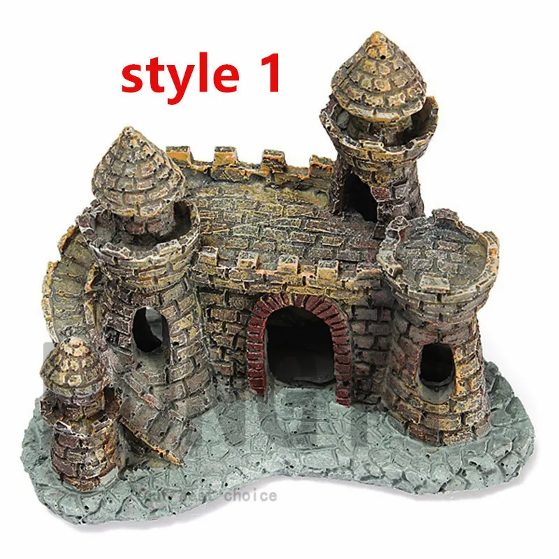 

HONGYI 1 piece aquarium artificial castle ancient castle tower fish tank decoration landscaping rock cave for fish shrimp hiding