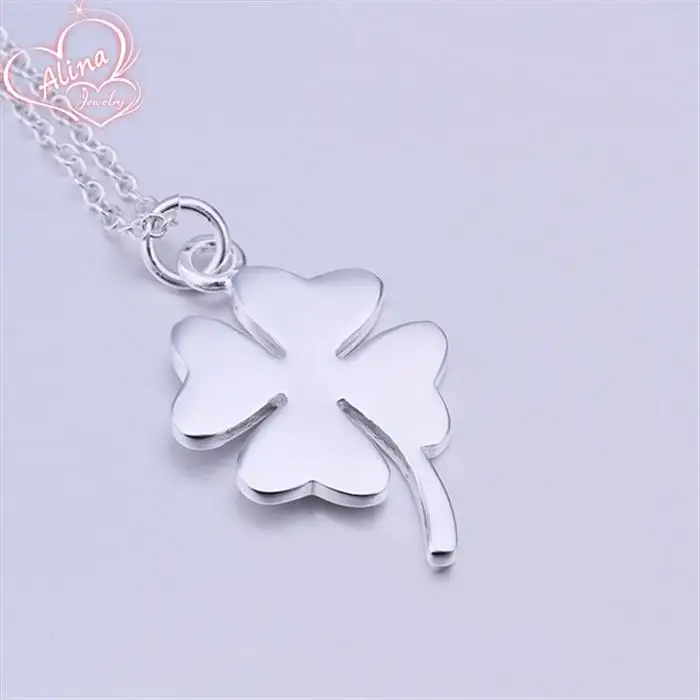 Оптовая продажа Цепочки и ожерелья Посеребренная Four Leaf Clover кулон модные