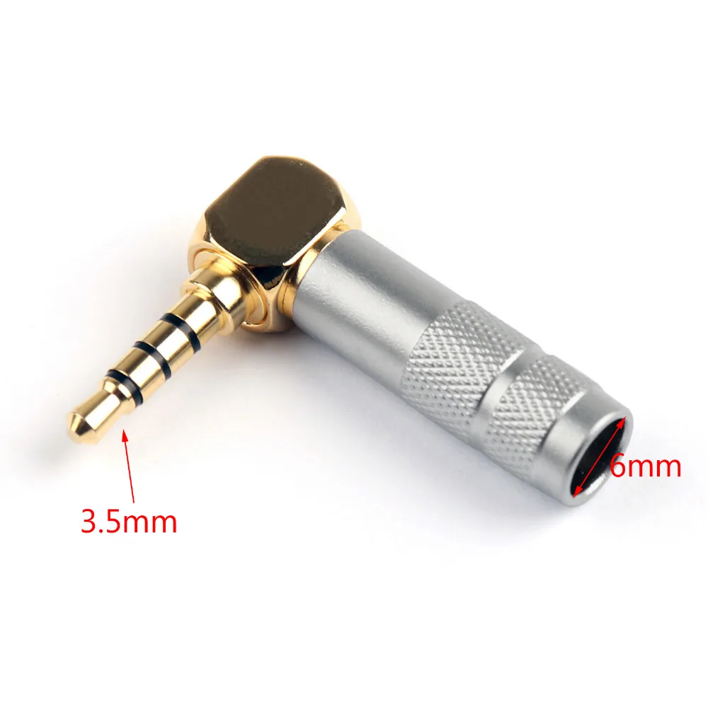 HPHF 3.5mm Stereo Plug 4 Pole/3 Pole Audio Connector Right Angle 24K Plated Gold Jack Male Solder Connect 5PCS/LOT | Электроника