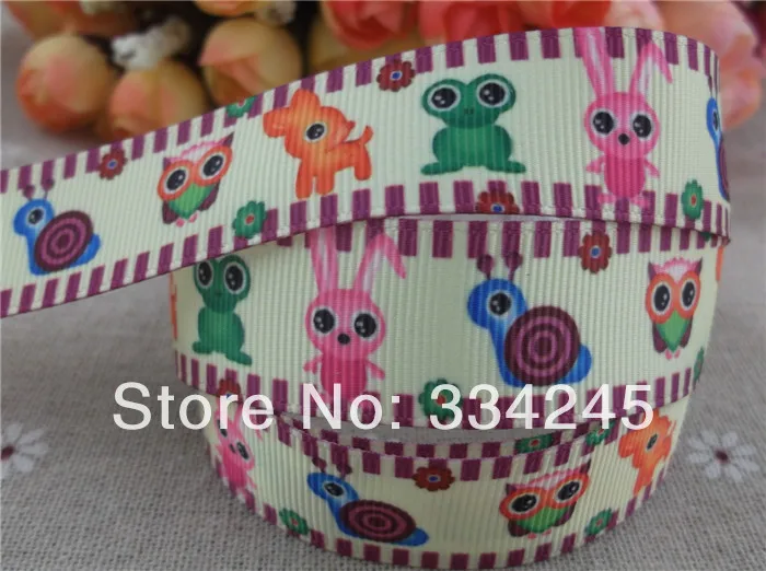 2013 Новое прибытие 7/8 ''(22 мм) Сова Лягушка Улитка напечатанная grosgrain лента