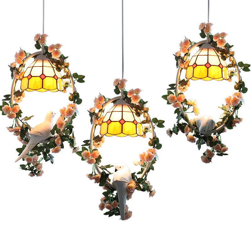 

American country Resin Bird E27 Pendant Light Dining Room Lights Nordic Kids Room Led bedroom aisle porch home light Lighting