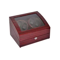 Watch Winder ,LT Wooden Automatic Rotation 4+6 Watch Winder Storage Case Display Box (Outside is rose red and inside is black)