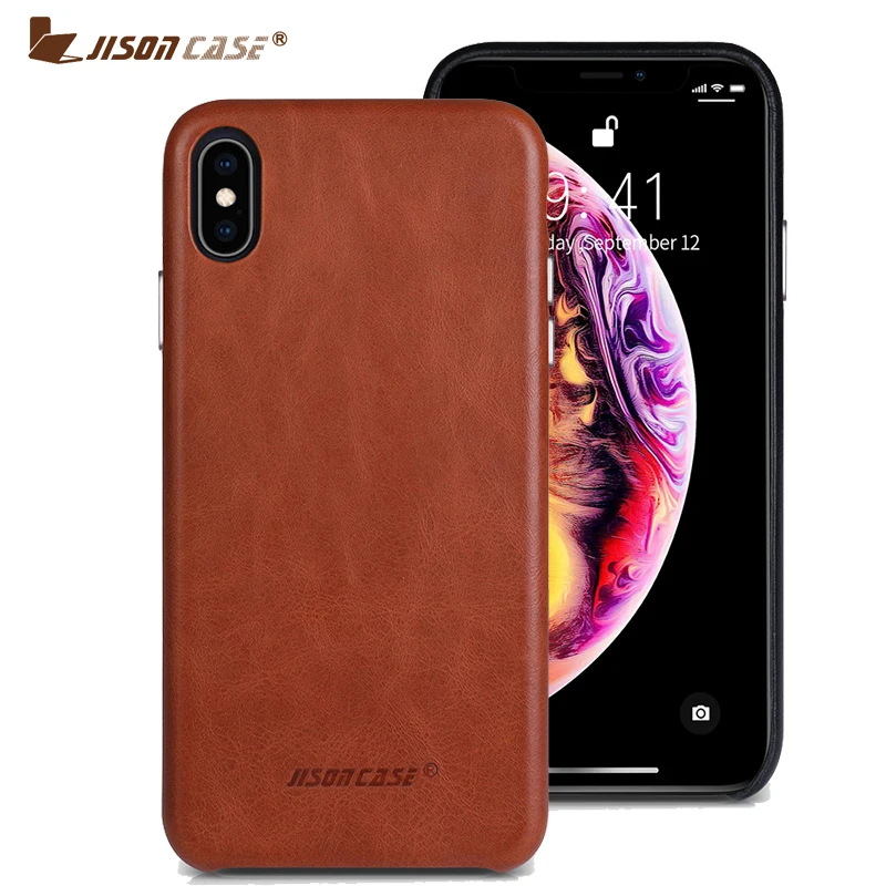 Jisoncase Чехол для телефона из натуральной кожи для iPhone XS MAX Роскошный деловой стиль тонкая задняя крышка для iPhone XS MAX для 6,5"