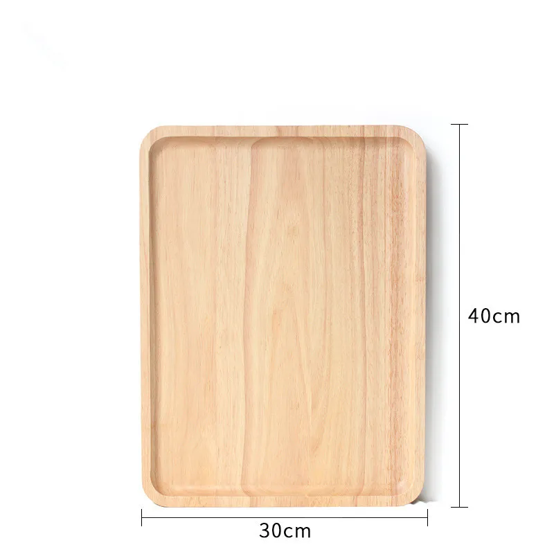 JJ1306-40x30CM Резиновая деревянная тарелка фруктовое блюдо, тарелка чайный поднос десертный ужин хлеб деревянная тарелка японская круглая/прямоугольная/квадратная/Овальная форма - Цвет: JJ1306-40x30CM