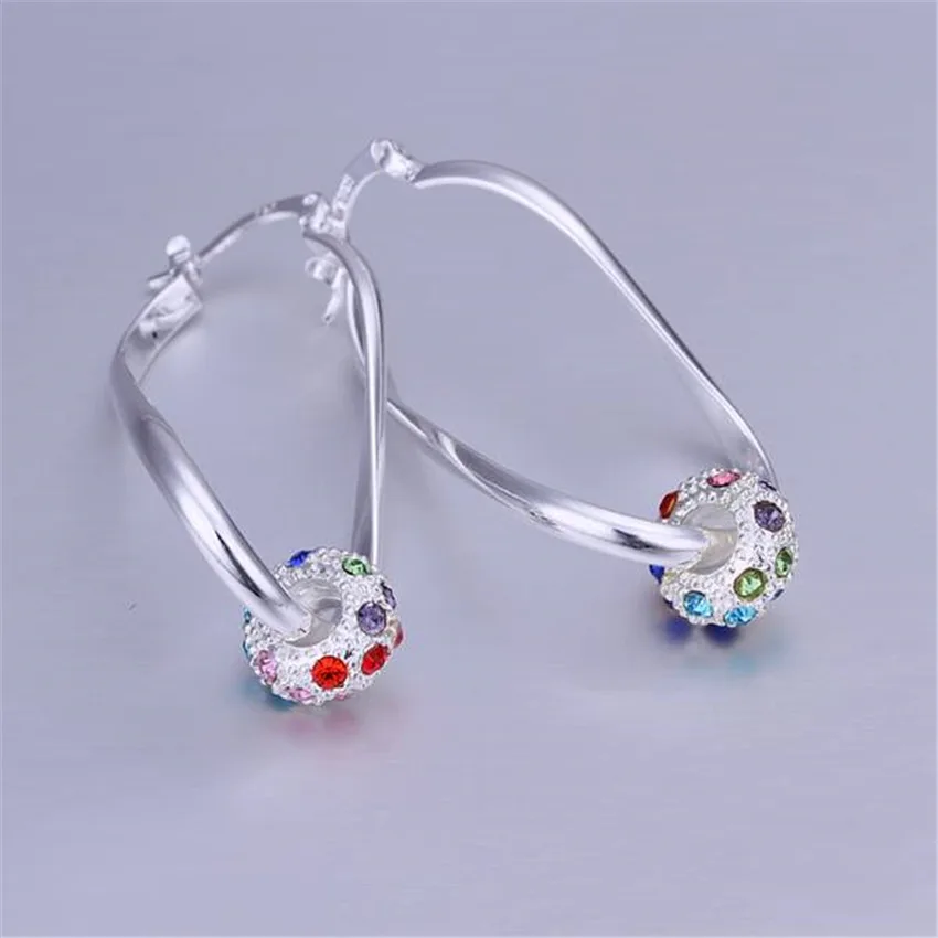 Charm color crystal silver earrings women lady beat wild luxury fashion burst models jewelry free shipping | Украшения и