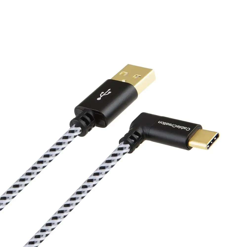 Кабель типа C к USB A кабель с прямым углом плетения для зарядки и передачи данных