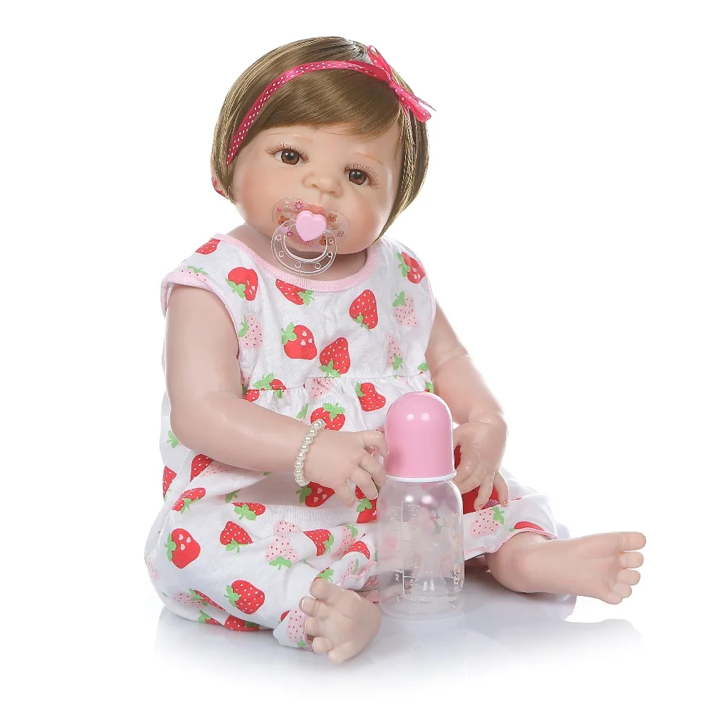 56 см кукла bebe reborn baby Милая новорожденная девочка Виктория силиконовая игрушка
