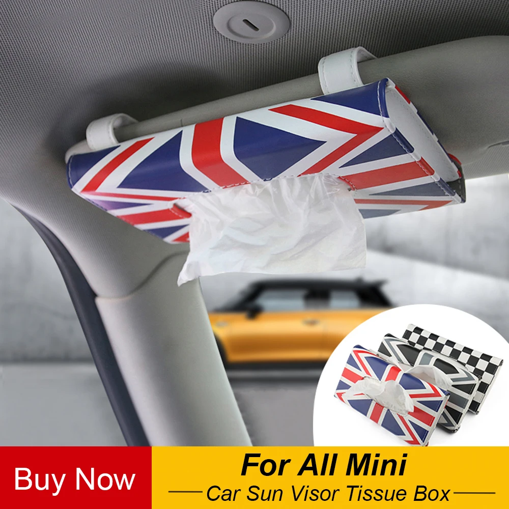 

Car Sun Visor PU Tissue Box Paper Napkin Holder For Mini Coopers JCW One R53 R55 R56 R60 R61 F55 F56 F60 Car Styling Accessories