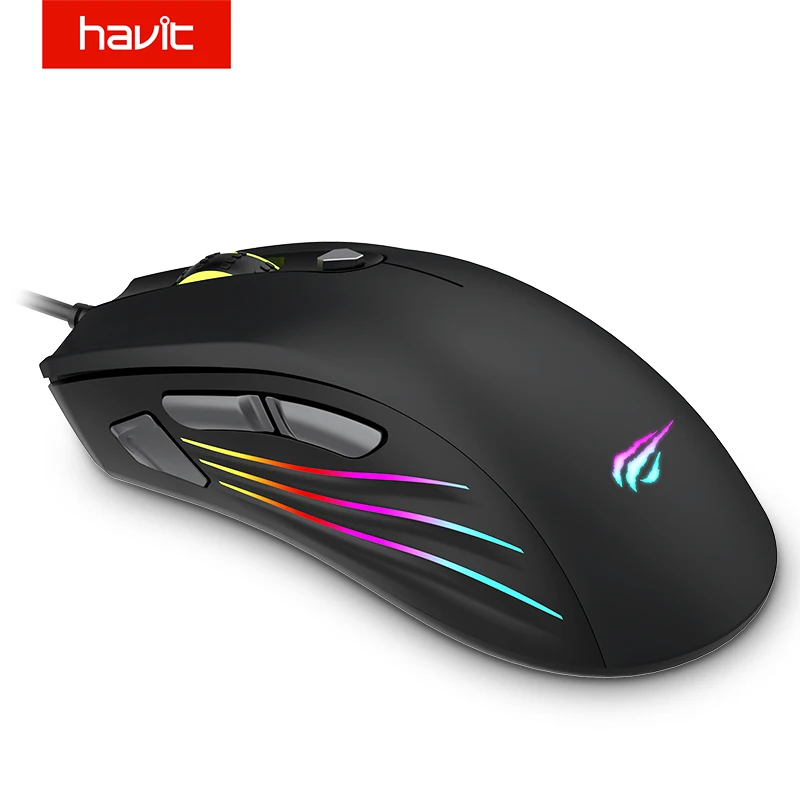 Говит игровая мышь RGB с подсветкой 7200 dpi программируемая 7 кнопок USB Проводная оптическая мышь геймер для ПК компьютер ноутбук HV-MS762