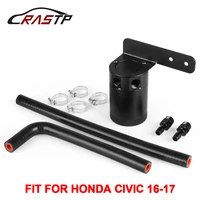 rastp 1 set high quality black oil catch can tank with radiator silicone hose car accessories for honda civic 16 17 rs occ015