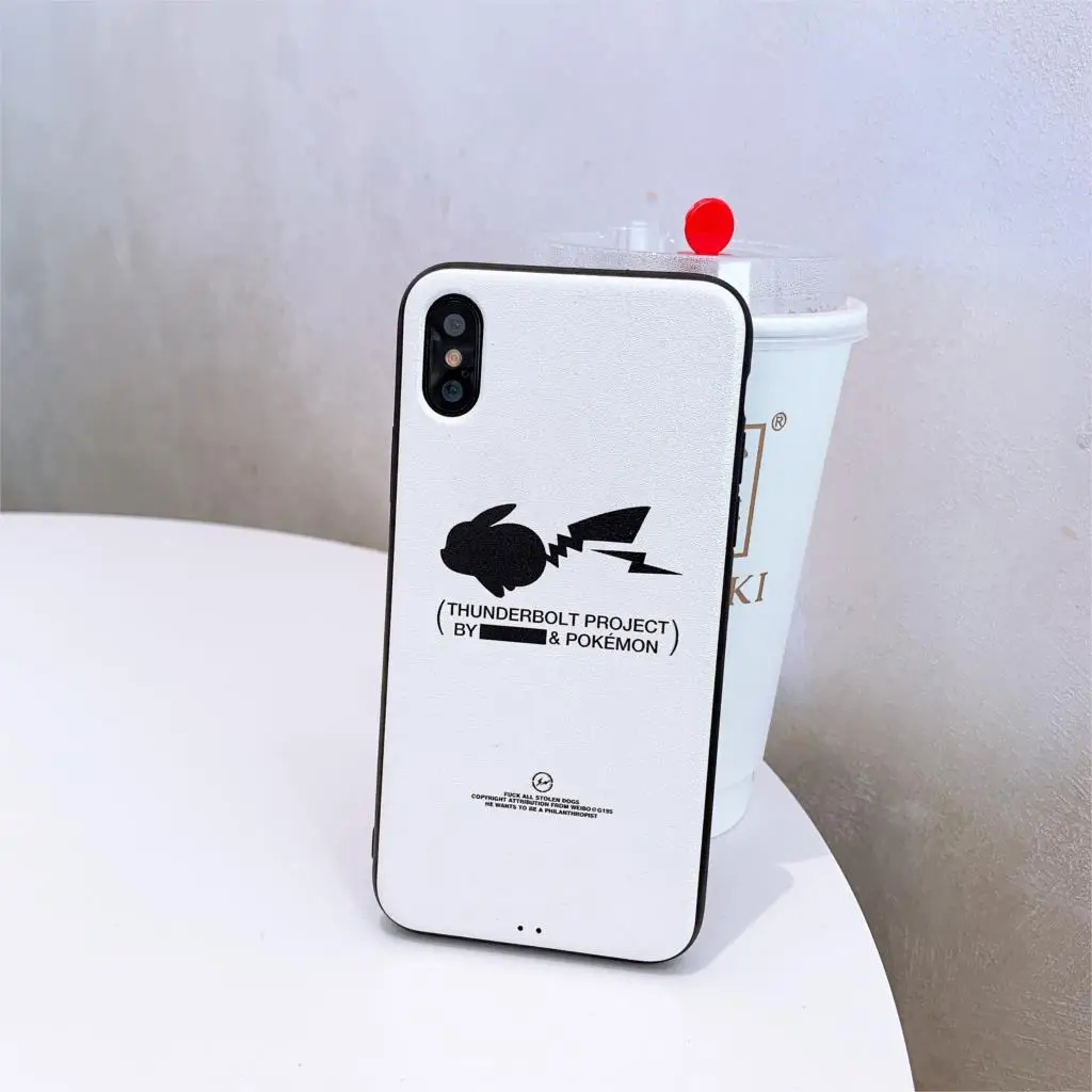 Мода Аниме тренд простые однотонные Токио цвет Пикачу тенты пара чехол для iPhone 8 7