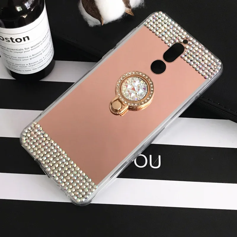 Mate 10 lite Алмазный Блестящий зеркальный чехол с кольцом для пальца Huawei 8 9 P Smart Y9 2019 Y6