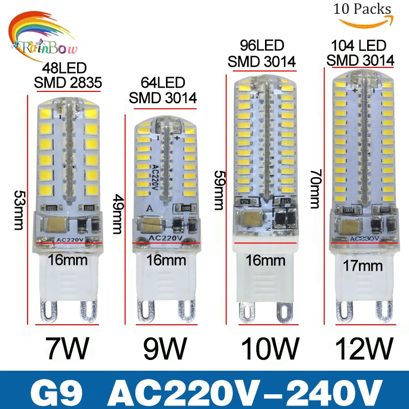10 шт. Лидер продаж светодиодный G4 G9 лампа DC12V 3 Вт 12 220 В 3014 2835 SMD свет Освещение