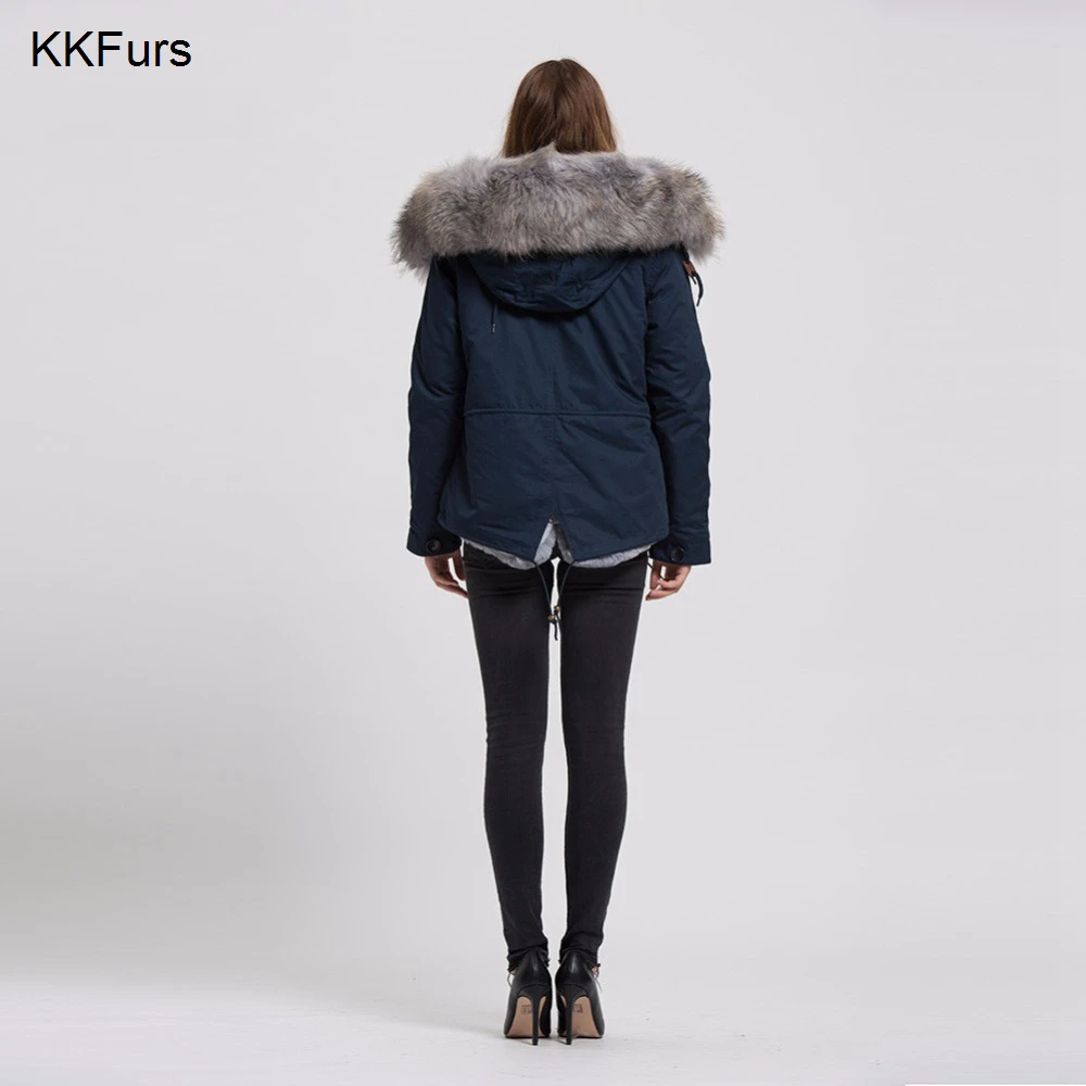 JKKFURS 2021 Новая женская куртка из натурального енота с большим воротником меховая