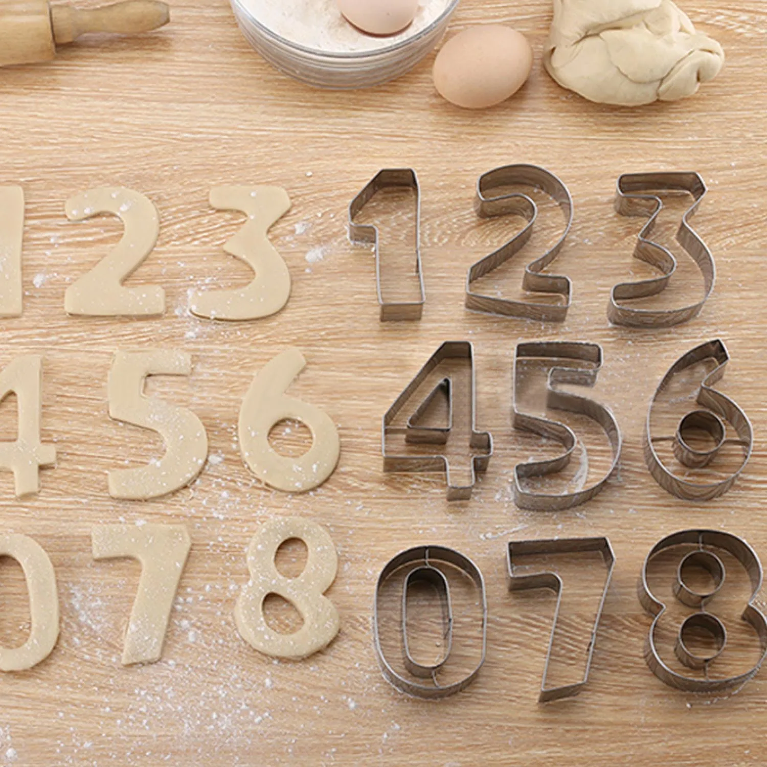 Behogar 9pcs Numbers Cookie Cutter Frame Pastry Fondant Chocolate Moulds for Home Kitchen DIY Baking Craft Accessories 3 Inches | Дом и сад