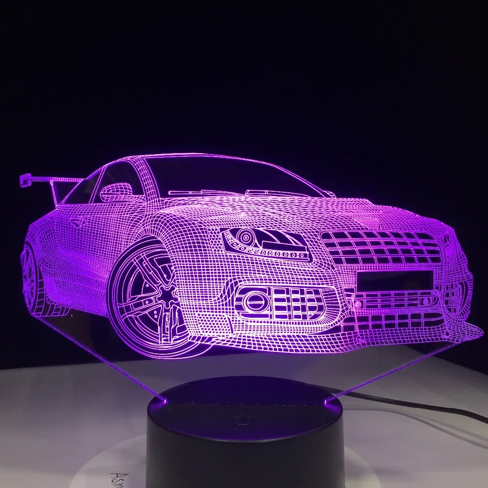 Быстрая светодиодный автомобиля светодиодная лампа USB 3D 7 цветов Сенсорный пульт