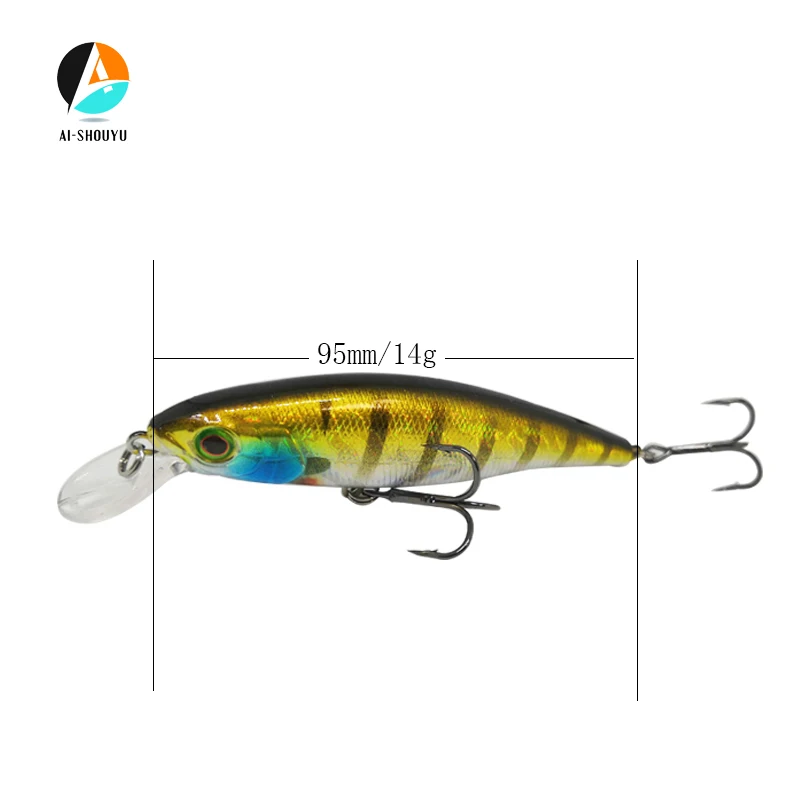 2019 новая жесткая Рыболовная Приманка Minnow 95 мм 14 г приманка с 2 рыболовными