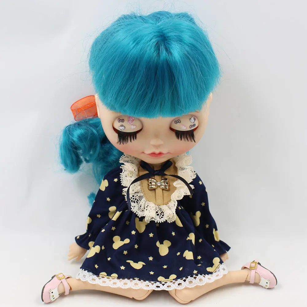 Наряды для Blyth doll, голубое и коричневое платье с Микки Маусом, милый и простой костюм для 1/6, azone BJD pullip licca