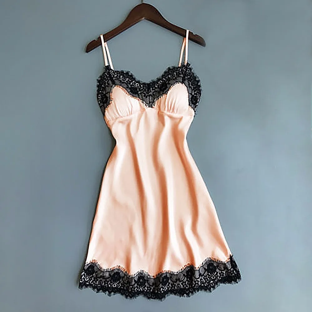 Шелковое кружевное нижнее белье Babydoll ночное для женщин ночная рубашка
