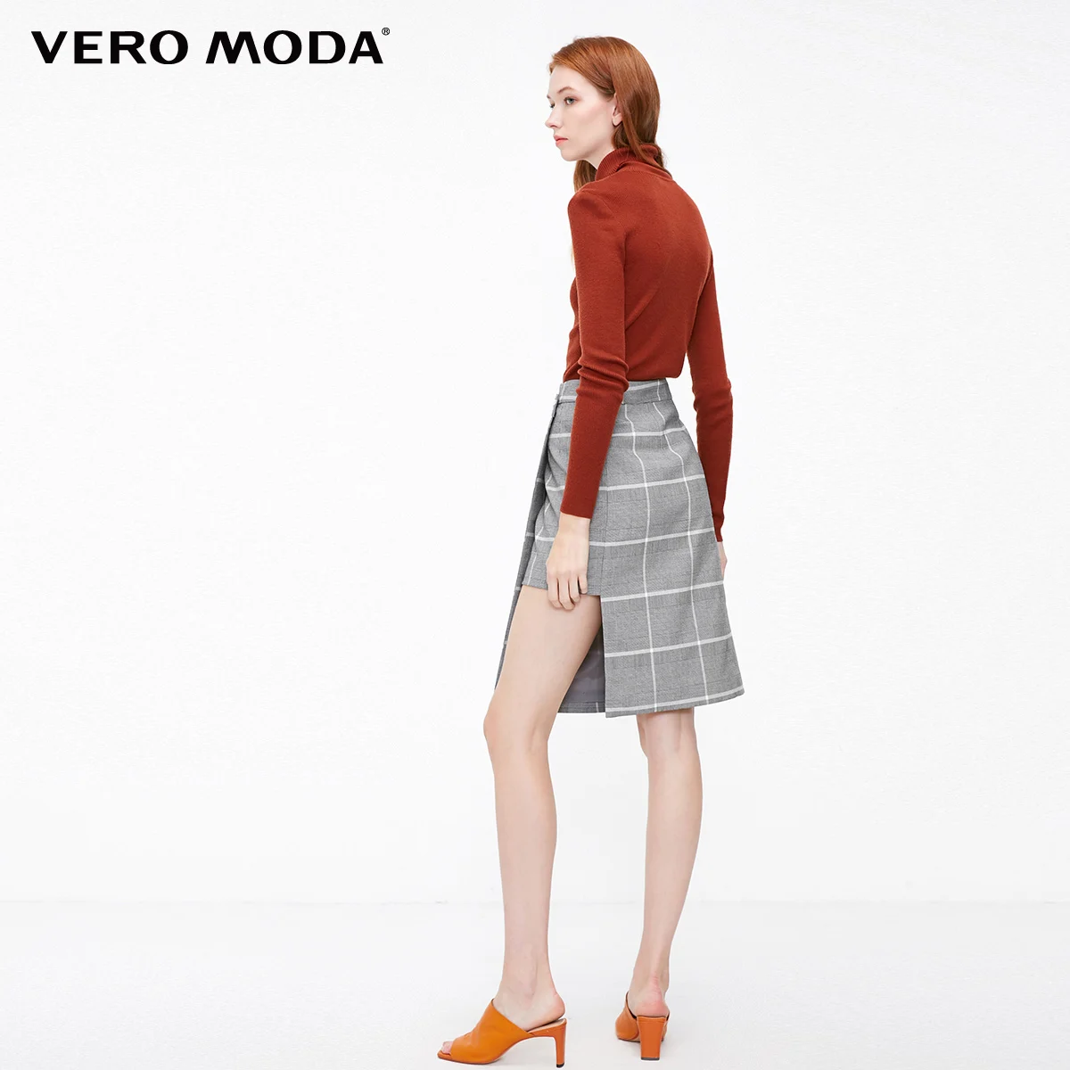 Vero Moda Женская клетчатая Асимметричная юбка миди с запахом | 318416508
