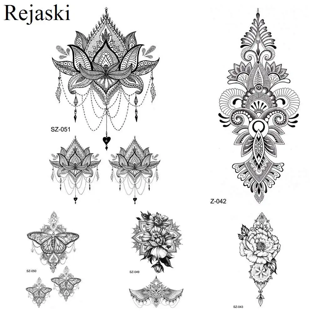 Временная тату Rejaski Henna водостойкие татуировки для женщин и девушек модные