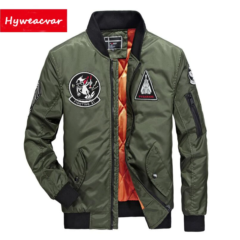Куртка Hyweacvar Мужская с вышивкой|air force coat|pilot air forceflight jacket |