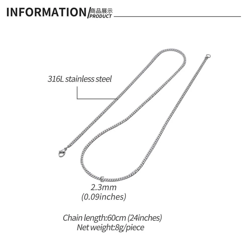 Модные мужские ожерелья Майами из кубинской цепи 2 3 мм Мужские золотые простые