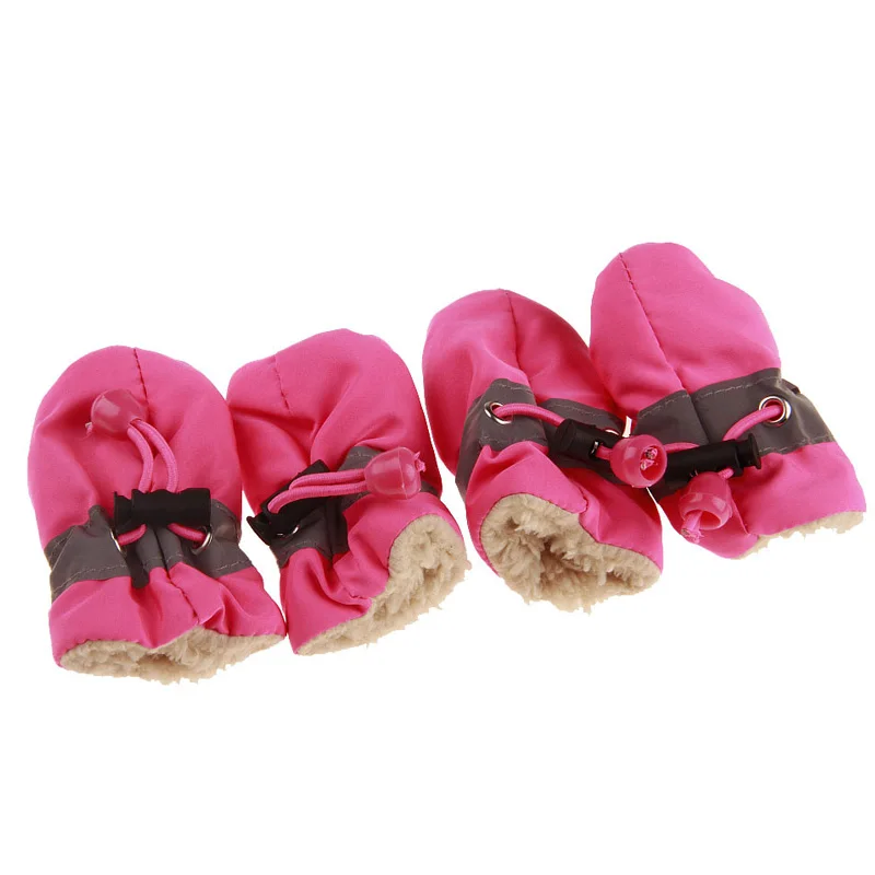 Pink Plush Pawstrip, 6 цветов, обувь для маленьких собак, зимняя обувь для щенков, мягкие теплые ботинки для собак, для чихуахуа, Йоркского питомца, зимняя обувь для собак, размер 1-7 - Цвет: Pink Plush