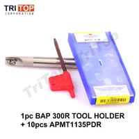 bap jap 300r tool holder with 10pcs apmt1135pdr milling tool holder face mill for milling machine for insert apmt1135