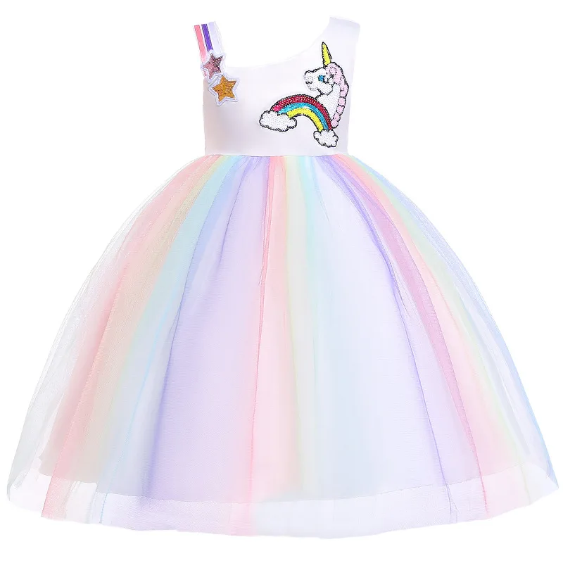 Girl Party Dress Rainbow Tutu Unicorn Dance Princess Cosplay Children Fancy Carnival Costume Infant | Детская одежда и обувь
