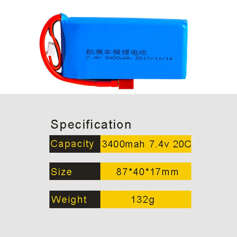 ZDF RC lipo батарея 2S 7 4 V 3400mAh 20C Max 40C для гонки вертолет автомобиль лодка Квадрокоптер