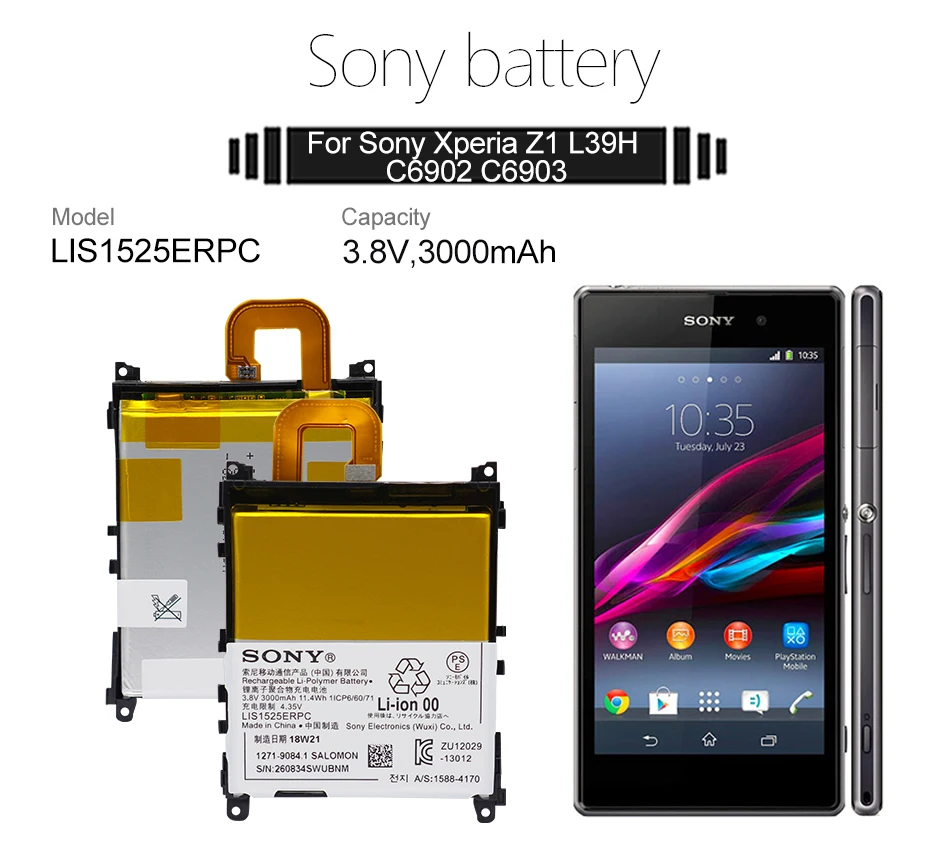 SONY LIS1525ERPC телефон батарея 3000 мАч для SONY Xperia Z1 C6902 C6903 L39h запасная батарея+ Бесплатные инструменты