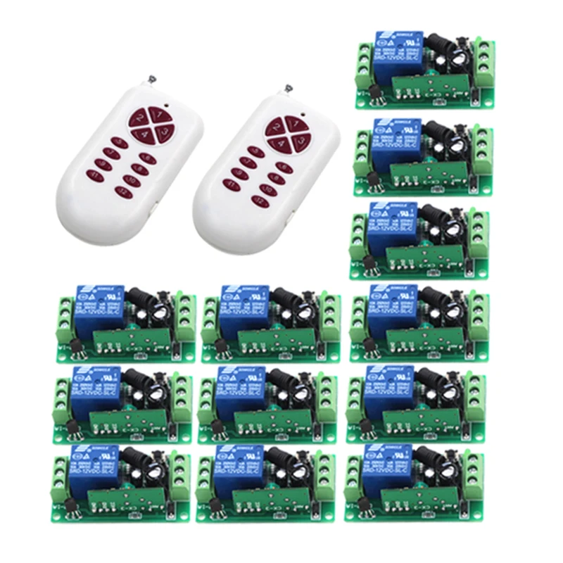 2 контроллера + 12 ресиверов DC12V 1CH rf беспроводной пульт дистанционного