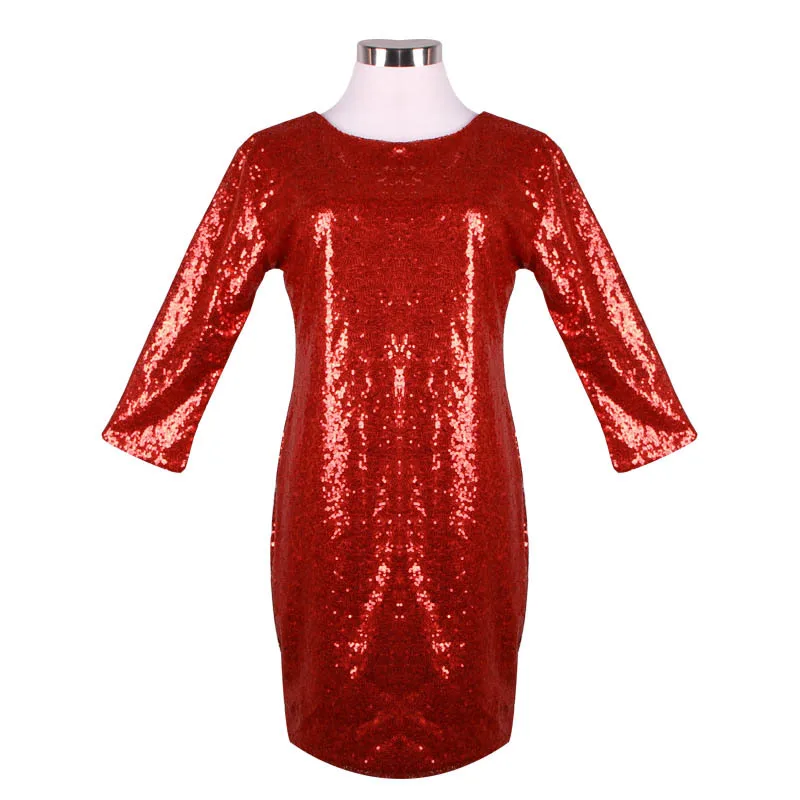 

New Style Spring Dress Women O Neck Long Sleeve paillette Sequins Backless Bodycon Slim Pencil Party Dresses